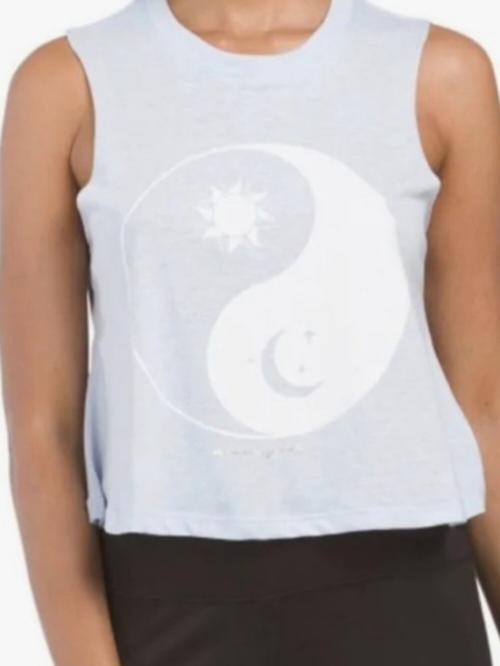 Spiritual Gangster Pale Blue Yin Yang Crop Tank Medium